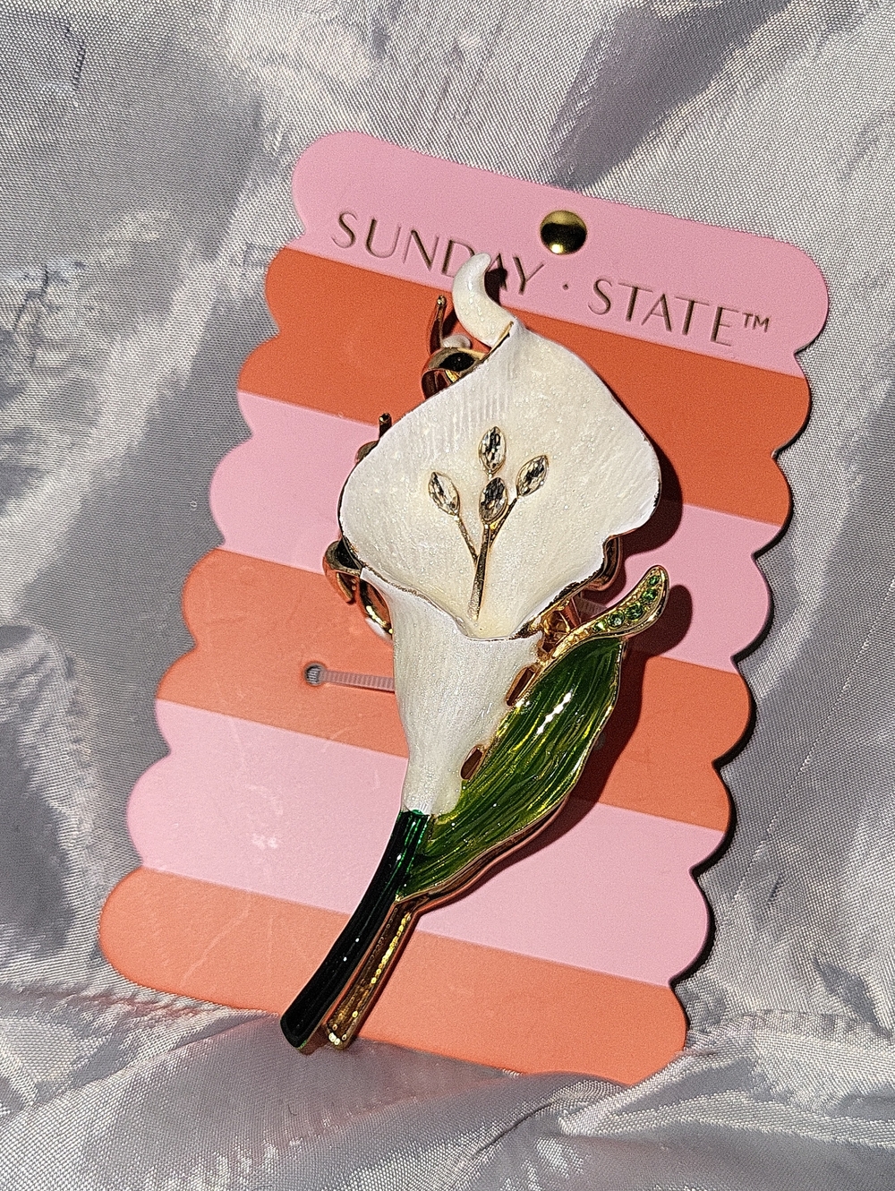 Sunday State White Calla Lily Hair Clip Gem Detail Lp M